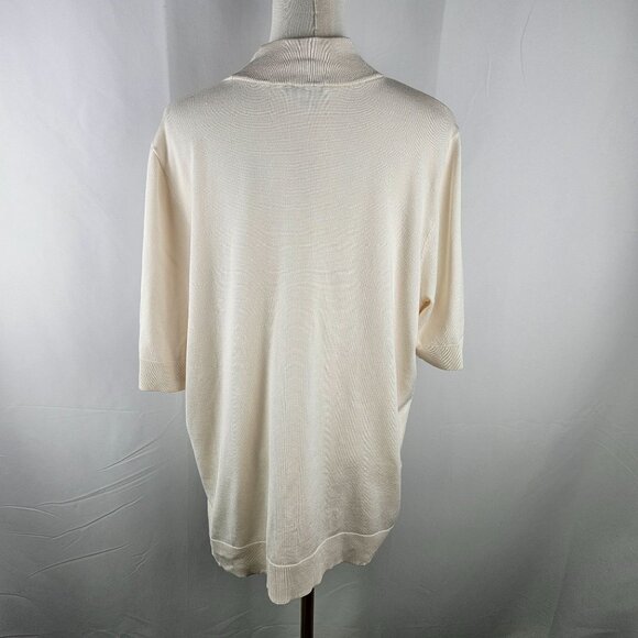 Chicos Cream Ivory Mock Neck Sweater Top XL Short Sleeve Chicos Sz 3 - Picture 3 of 6